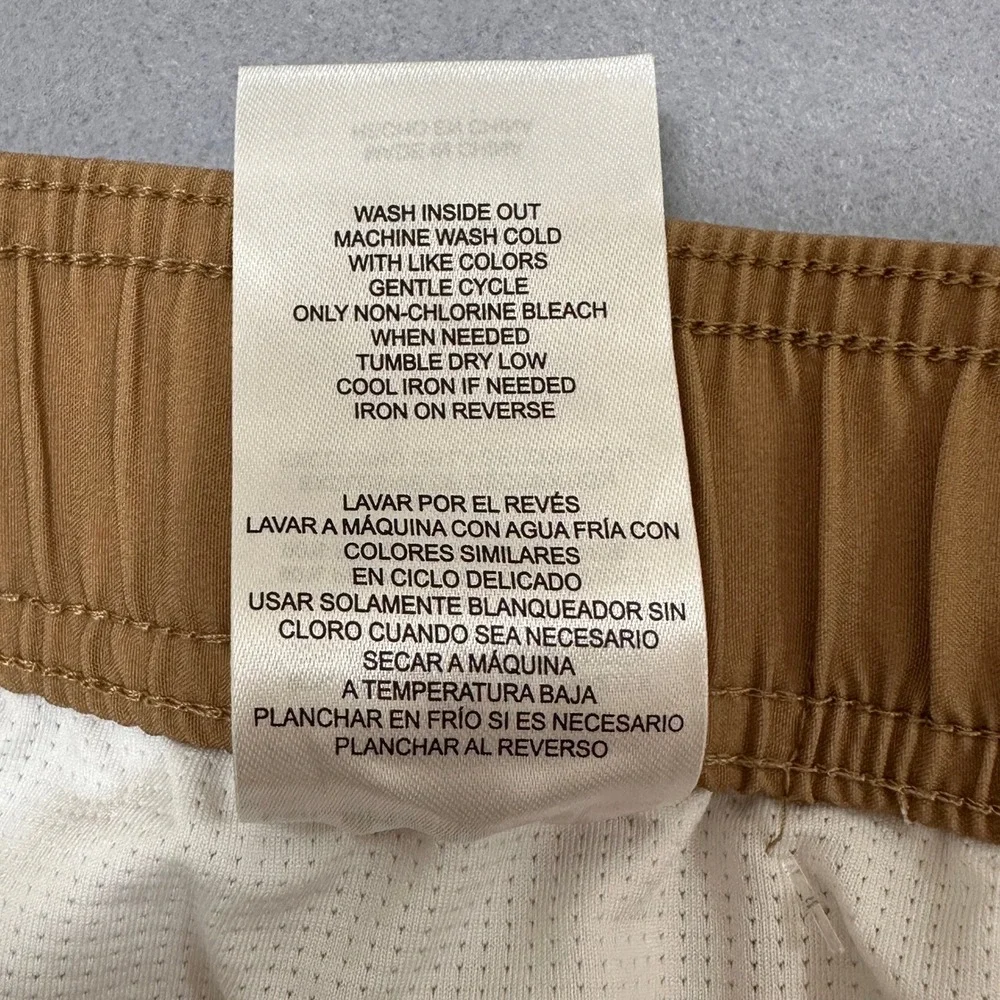 Quiksilver Swim Trunks Mens Large Tan Orange New Striped 7 Inseam Board Shorts